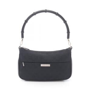 Gucci Bamboo GG Canvas Handbag Leather Black